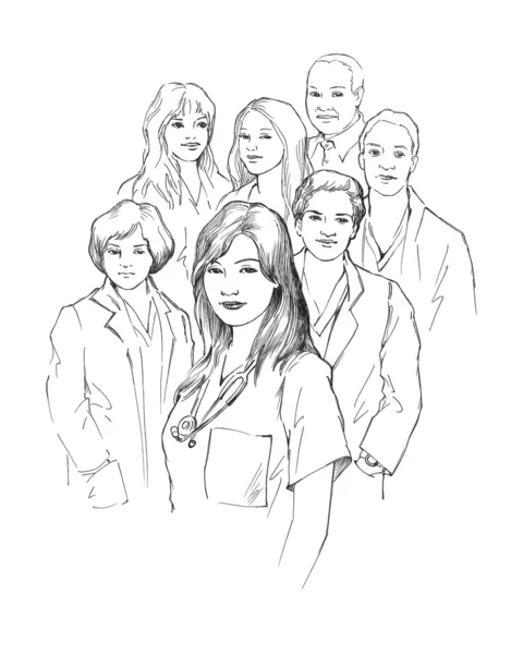 Grupp unga läkare — Stockfoto