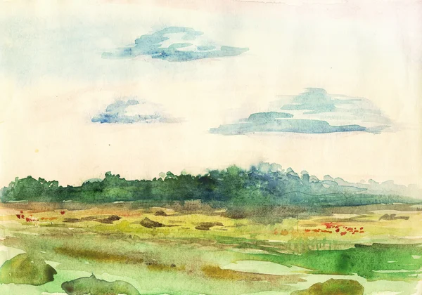 Watercolor landscape — Stock Photo, Image