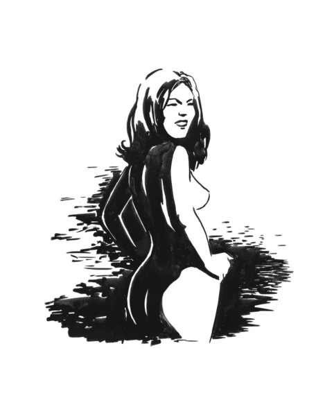 Сексуальна дівчина і морська ілюстрація Ліцензійні Стокові Зображення
