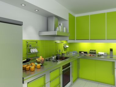 Green kitchen clipart