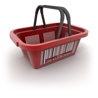 Red shopping basket clipart