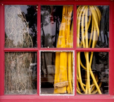 Window of a fisherman shed clipart