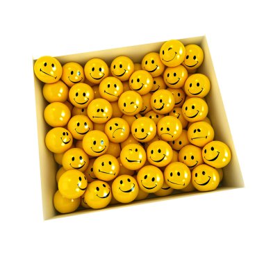Box full of smilies in different moods, clipart
