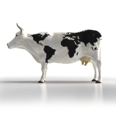 World map cow clipart