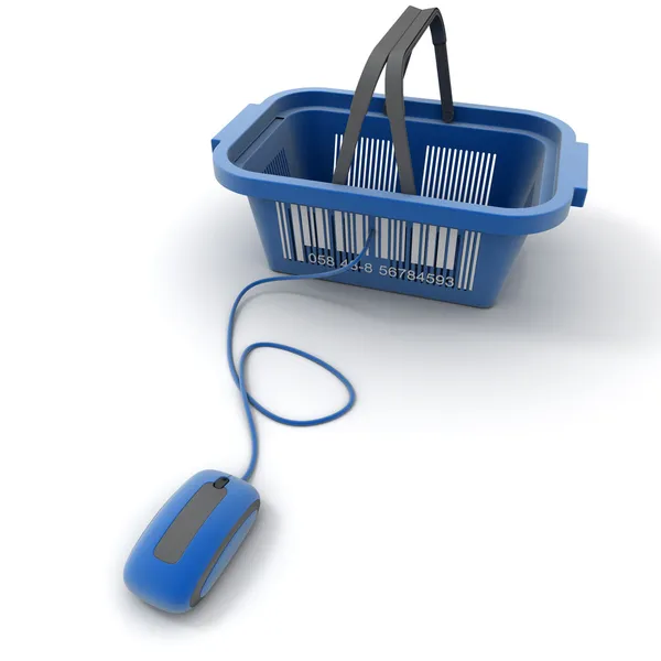 Blå online shopping — Stockfoto