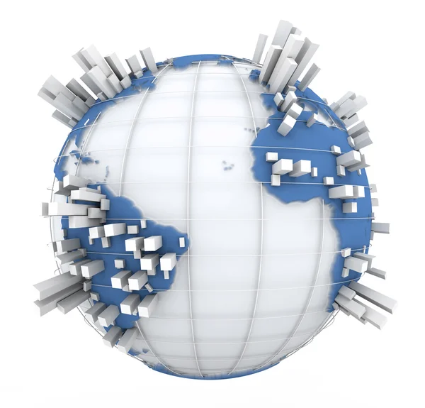 Earth Graph in blue and white — Stock Photo, Image