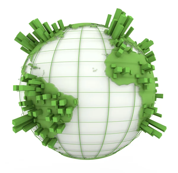 Earth Graph en vert et blanc — Photo