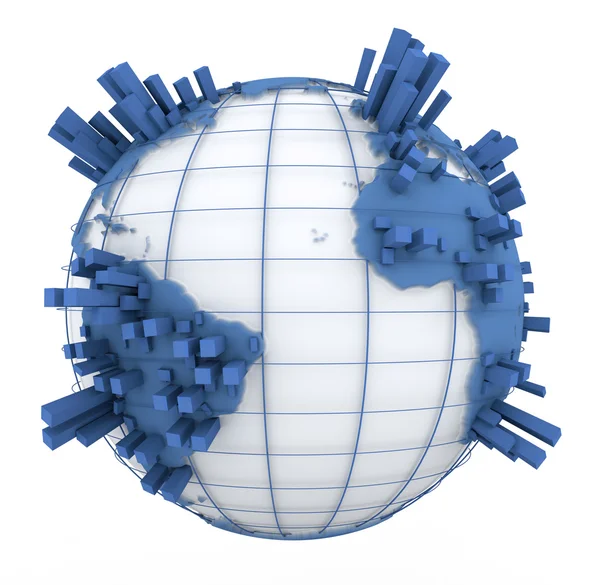 Jorden graph i vit och blå — Stockfoto