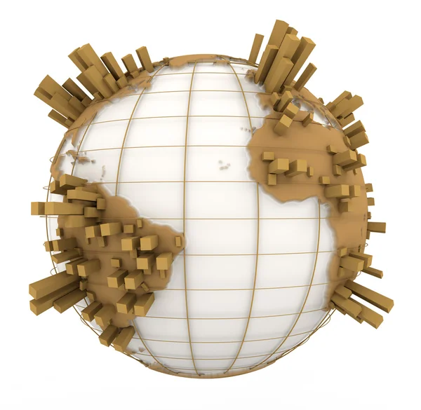 Earth Graph in white and brown — Stock Photo, Image