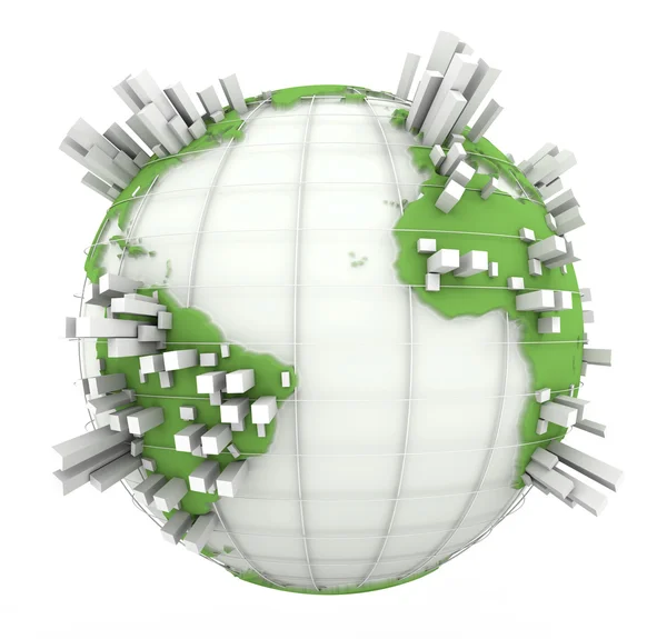 Earth Graph in white and green — Stock Photo, Image