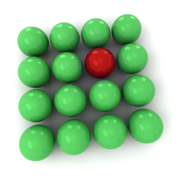 Grüne und rote Billardkugeln quadratisch — Stockfoto