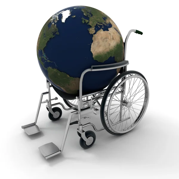 Τον κόσμο με αναπηρικό καροτσάκι — Φωτογραφία Αρχείου