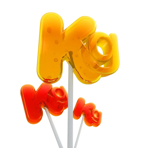 Trio of kilo symbol lollipops — Stock Photo, Image