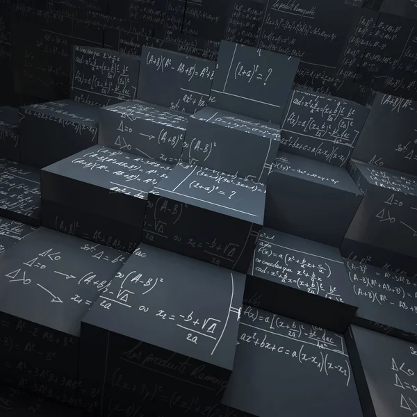 Blackboard blokken met wiskunde formules — Stockfoto