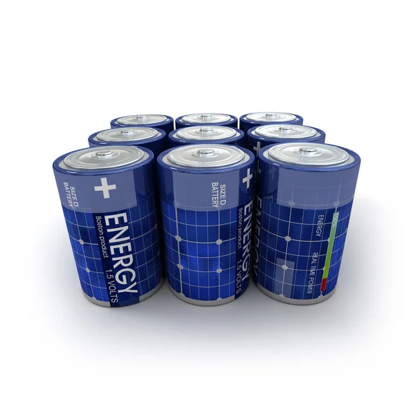 9 solar batterier — Stockfoto