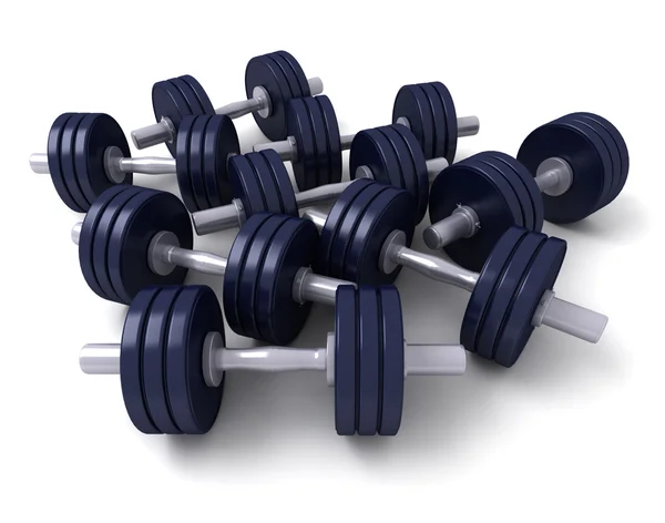 A group of dark blue dumbbells — Stock Photo, Image