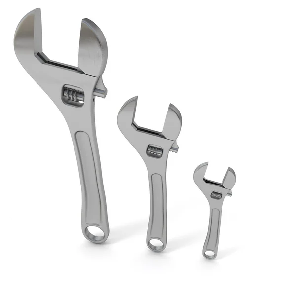 Adjustable wrench trio — Stock Photo, Image