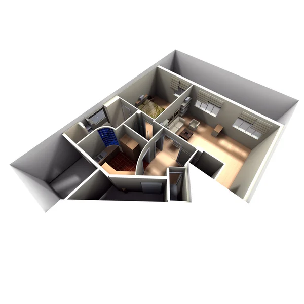 Aerial shot of roofless apartment — Stock Photo, Image