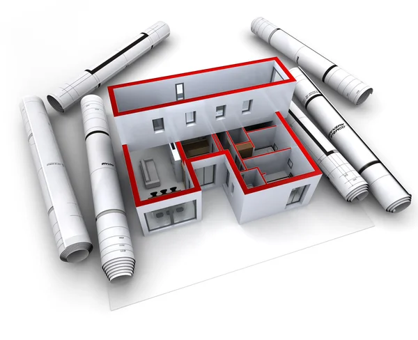 Arkitektonisk modell design röd — Stockfoto