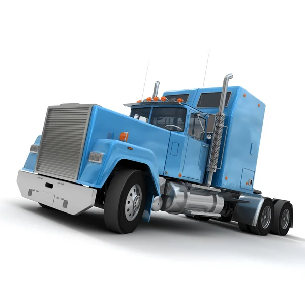 Blauw Amerikaanse aanhangwagen vrachtwagen — Stockfoto