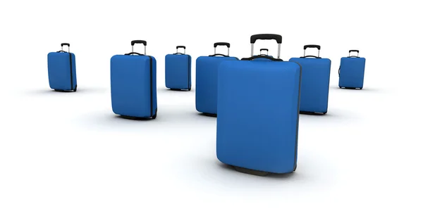 Голубые чемоданы — стоковое фото