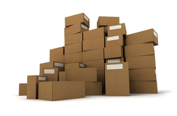Cajas de cartón en una pila —  Fotos de Stock