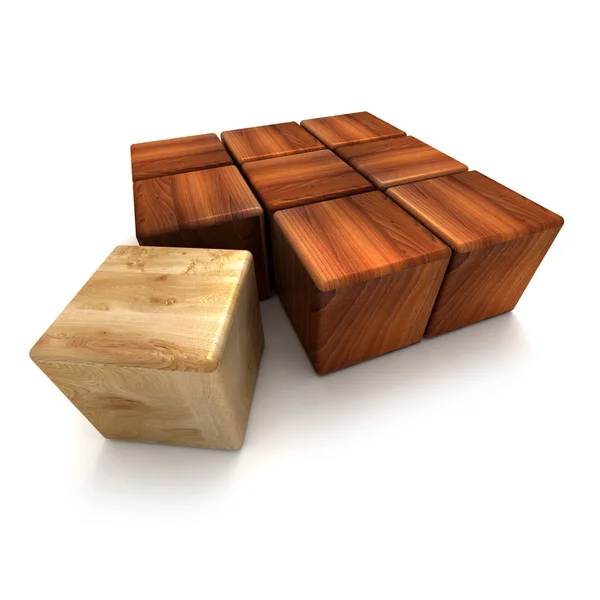 Blocos em diferentes madeiras — Fotografia de Stock