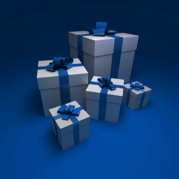Синий и белый подарки — стоковое фото