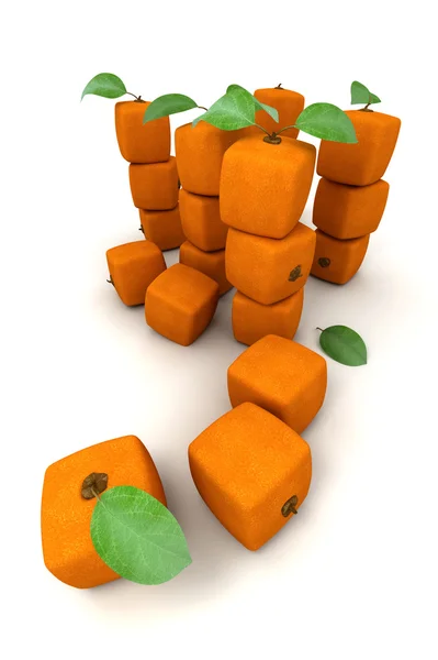 立方オレンジの杭を有する組成物 — ストック写真