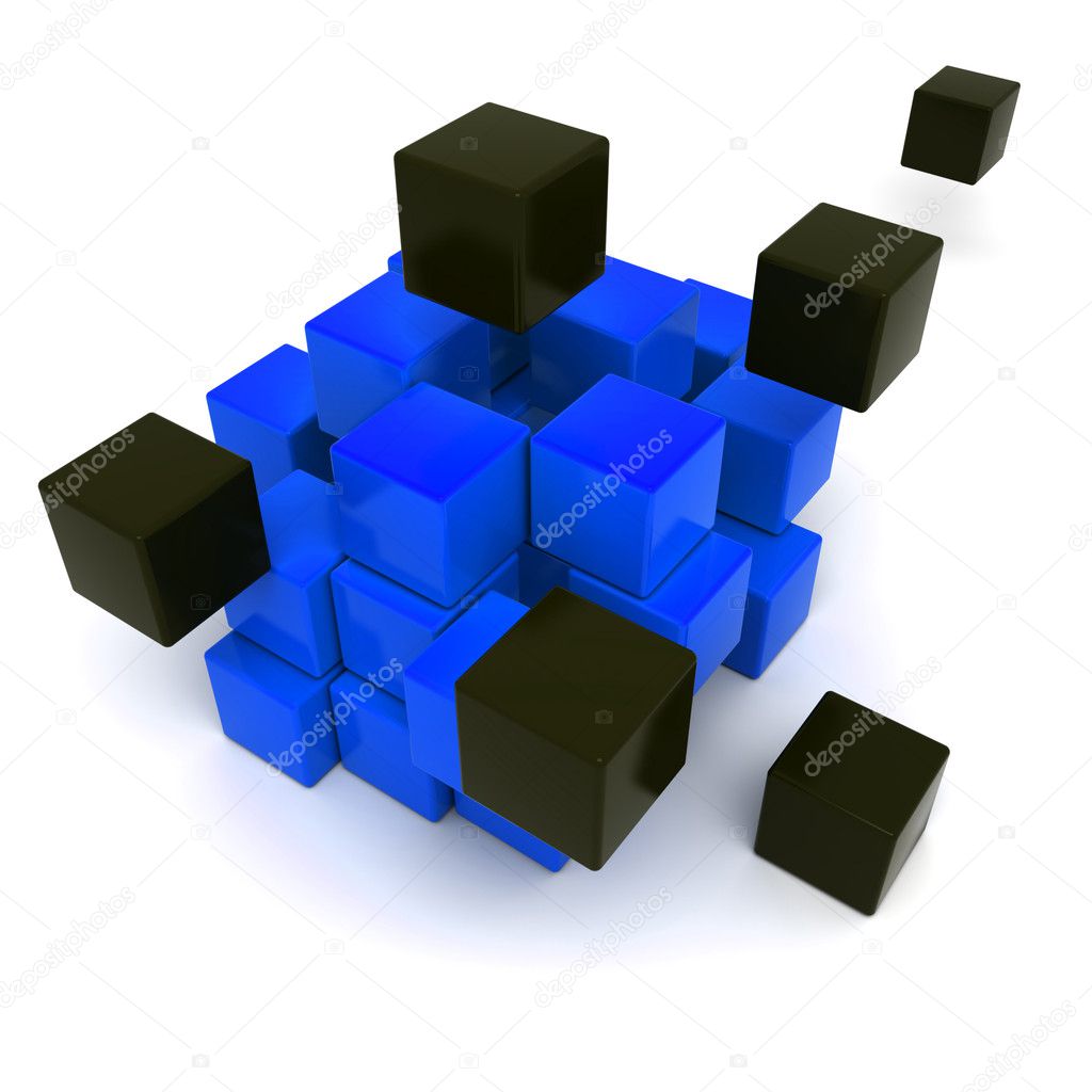 Black and blue cubic background