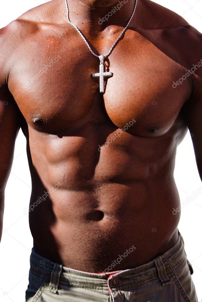 Black man torso with diamond cross