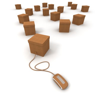 Cardboard boxes and internet connexion clipart