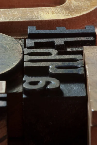 Casos de letras de impressão de madeira — Fotografia de Stock