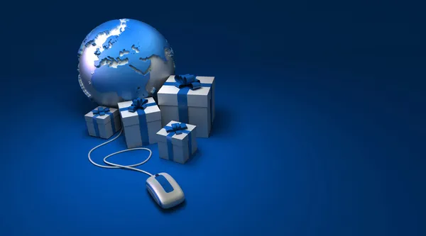 World gifts online Europe blue — Stock Photo, Image