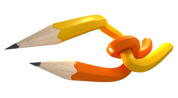 Yellow and orange pencils interlaced — Stock Photo, Image