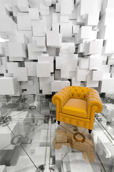 Yellow armchair on designer interior — Stock Photo, Image