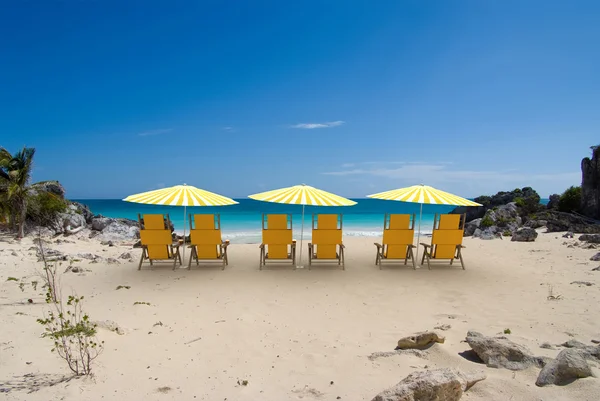 Zatoka żółty parasol — Zdjęcie stockowe