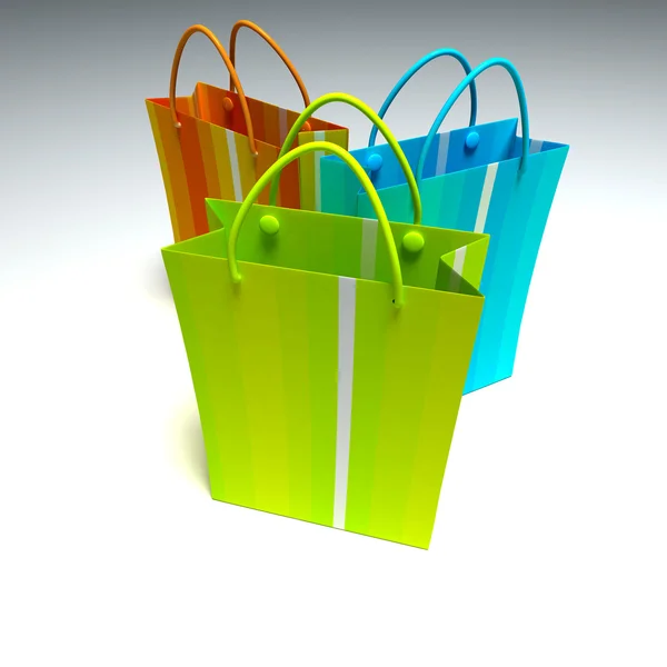 Gul, blå och grön shopping — Stockfoto