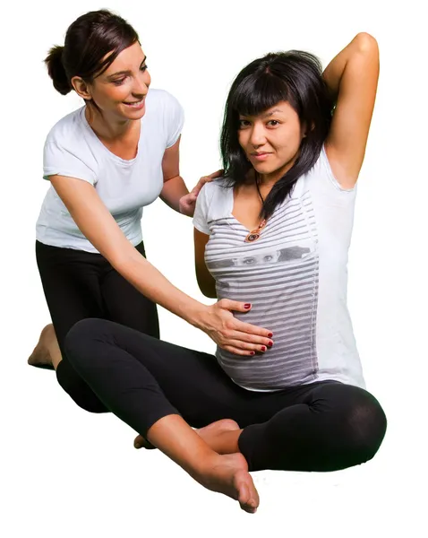 Lekce jógy pro těhotné ženy — Stock fotografie