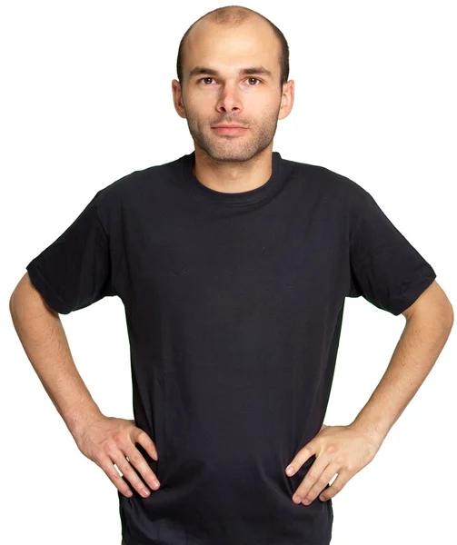 Siyah t-shirt ile genç adam — Stok fotoğraf