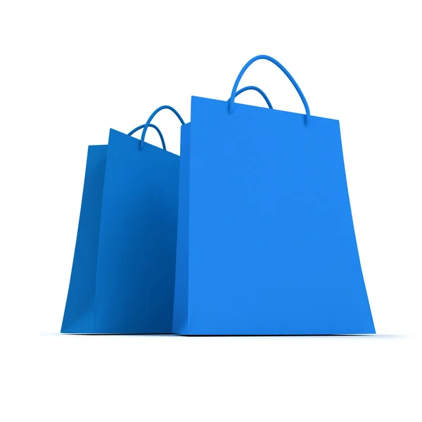Пара голубых пакетов для покупок — стоковое фото