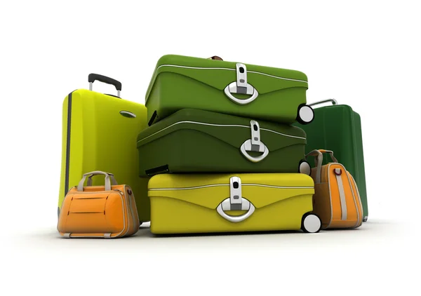 Baggage set in green and acid colours — Stock Photo, Image