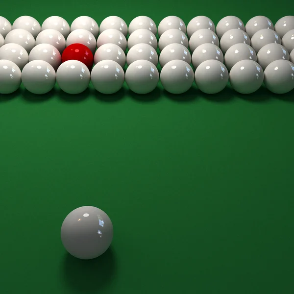 白のビリヤードのボールと赤の 1 つ — ストック写真