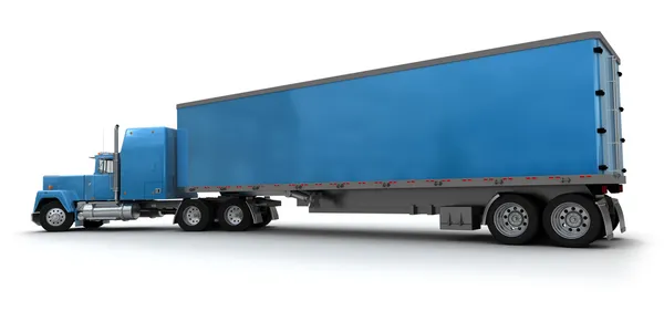 Big blue přívěs kamionu — Stock fotografie