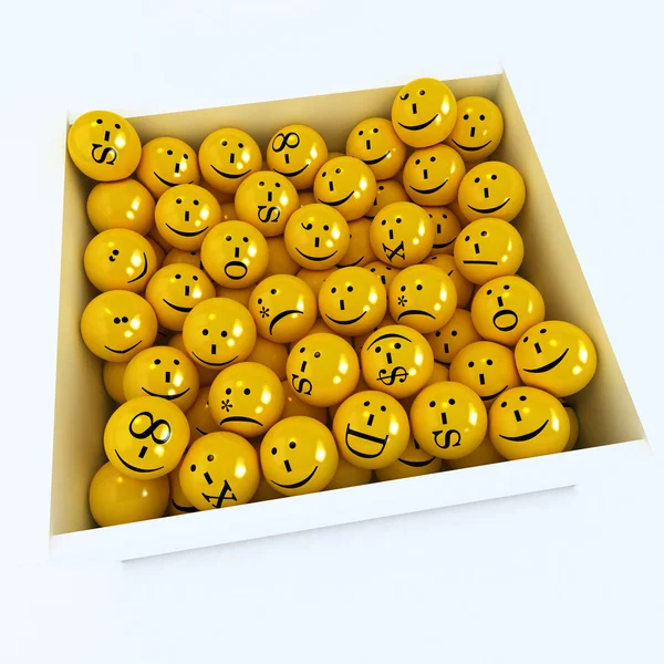 Caixa cheia de emoticons — Fotografia de Stock