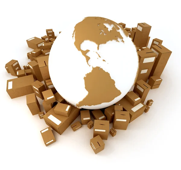 Země světa a balíčky — Stock fotografie