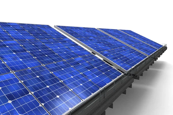 Row of solar panels against a w — Stock Photo, Image
