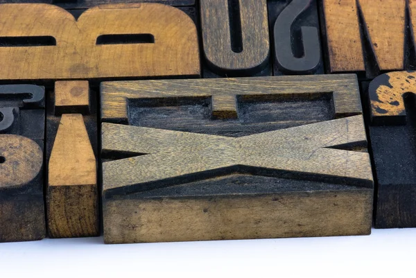 Impressão de madeira, letras — Fotografia de Stock