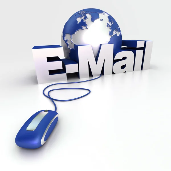 Wereld e-mail in blauw — Stockfoto