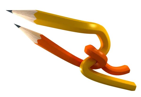 Žluté a oranžové tužky, vázané — Stock fotografie